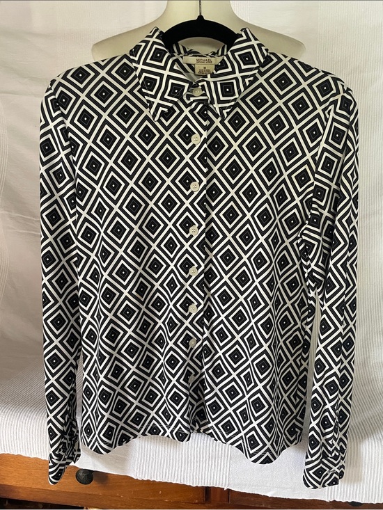 MICHAEL Michael Kors Tops - MICHAEL Michael Kors Black and White Geometric Button-Down Shirt